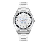 Chicago Flag W Watch for Men Metal Band Watches Business Gift Three-Hand Wrist Watch for Boyfriend Father