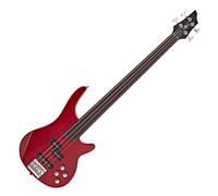 Chicago Fretless Bass Guitar by Gear4music Trans Red