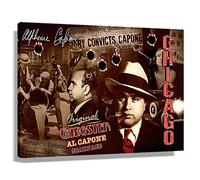 Chicago Gangster Posters Alphonse Capone Mafia Wall Art Canvas Prints Pictures Mob Decor Painting for Living Room,Great New Year Gifts Framed Size 12x18 inch(30x45cm)