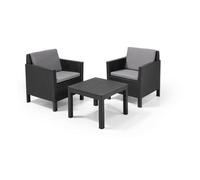 Chicago Garden Bistro Set by Keter - 2 Seats Grey Cushions