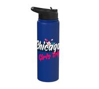 Chicago Girls Trip 2023 Weekend Getaway Vacation Floral Stainless Steel Insulated Water Bottle