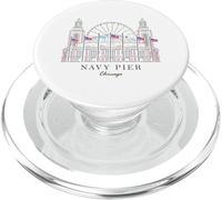 Chicago, hand drawing of Navy Pier, Lake Michigan, Illinois PopSockets PopGrip for MagSafe