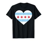 Chicago Heart Flag Pride Windy City Illinois Loop North Side T-Shirt