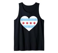 Chicago Heart Flag Pride Windy City Illinois Loop North Side Tank Top