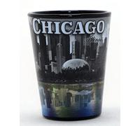 Chicago Illinois B&W With Color Reflection Ceramic Shot Glass
