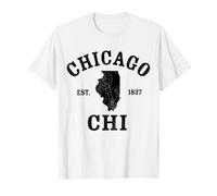 Chicago Illinois Est 1837 Distressed City Map T-Shirt