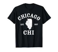 Chicago Illinois Est 1837 Distressed City Map T-Shirt
