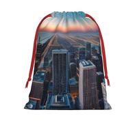 Chicago Illinois Usa 1 Christmas Drawstring Bags Gift Wrapping Bag Small Gifts Candy Jewelry Wedding Wrap Bag