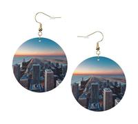 Chicago Illinois Usa 1 Leather Round Earrings Color Valentine'S Day Festival Activities Fashion Women'S