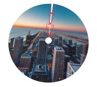 Chicago Illinois Usa 1 Print Christmas Tree Skirt For Xmas Mat Base Cover Holiday Decor Seasonal Celebrations