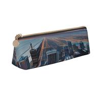 Chicago Illinois Usa 1 Print Leather Pencil Case Zipper Pencil Multifunctional Stationery Bags