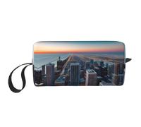 Chicago Illinois Usa 1 print Travel Toiletry Pouch, Pencil Bag Canvas Makeup Bag, Multi-Purpose Cosmetic Bag with Zipper, White, One Size
