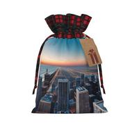 Chicago Illinois Usa 1 Print Xmas Drawstring Gift Bag Reusable For Christmas Festive Needs Wrapping Bags
