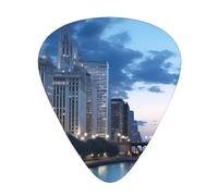 Chicago Illinois Usa 12 Pcs Guitar Picks, 0.46mm/0.71mm/0.96mm Thickness, Guitar Plectrum With Storage Case For Acoustic-Electric Guitar Ukulele Bass
