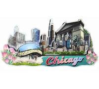 Chicago Illinois USA Fridge Magnet Tourist Souvenir Home Decor Refrigerator Creative Wooden Craft Collection