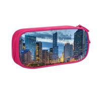 Chicago Illinois USA Large Capacity Double Layer Pencil Case,Customizable Full Print Polyester Fabric Organizer-School, Office, Travel Makeup Pouch