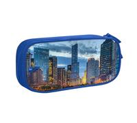 Chicago Illinois USA Large Capacity Double Layer Pencil Case,Customizable Full Print Polyester Fabric Organizer-School, Office, Travel Makeup Pouch