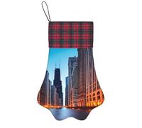 Chicago Illinois USA Print Christmas Dog Paw Pet Sock Holiday Fireplace Decor Xmas Seasonal Supplies Gift