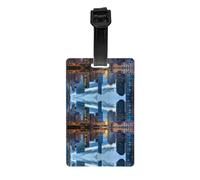 Chicago Illinois USA Print Luggage Tags with Full Back Privacy Cover - Bright Suitcase Identifier for Travel, Cruise & More