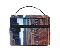 Chicago Illinois Usa Print Portable Travel Makeup Case Versatile Zipper for Makeup Bag Large Capacity Polyeste, Black, One Size, Black, One Size