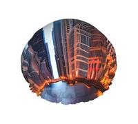 Chicago Illinois Usa Print Reusable Spa Salon Shower Cap For All Hair Lengths With Lining Elastic Band