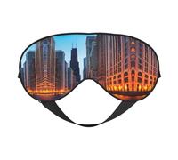 Chicago Illinois USA Print Soft Eye Mask - Comfortable Sleep with Adjustable, Elastic Nighttime Shade for Travel, Meditation