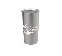 Chicago Illinois Varsity Script Classic Retro Style Stainless Steel Insulated Tumbler