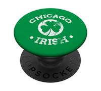 Chicago Irish Clover Pride Saint Patricks Day Irish American PopSockets Adhesive PopGrip