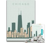 Chicago Jigsaw Puzzles for Adults,for Educational Game Challenge Toy for Is Ideal As A Gift for The Whole Family 50x75cm