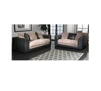 Chicago Jumbo Cord 3&2 Seater Sofa Set Black-Grey