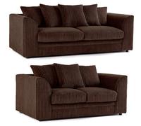 Chicago Jumbo Cord 3&2 Seater Sofa Set Chocolate