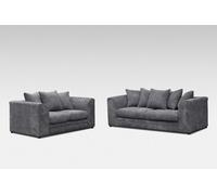 Chicago Jumbo Cord 3&2 Seater Sofa Set Grey