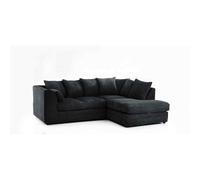 Chicago Jumbo Cord 4 seater Right Hand Facing Corner Sofa Furniture 786 Black One Size