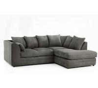 Chicago Jumbo Cord 4 seater Right Hand Facing Corner Sofa Furniture 786 Grey One Size