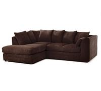 CHICAGO JUMBO CORD CORNER SOFA 5 COLOURS - LEFT/RIGHT HAND (Chocolate Brown, Left Hand Corner Sofa)