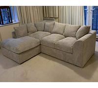 CHICAGO JUMBO CORD CORNER SOFA 5 COLOURS - LEFT/RIGHT HAND (Mink Jumbo Cord, Left Hand Corner Sofa)