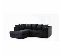 Chicago Jumbo Cord Left Hand Facing Corner Sofa Black