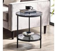 Chicago Lamp Table with Shelf - Round - Smoked Glass