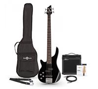 Chicago Left Handed Bass Guitar + 15W Amp Pack Black