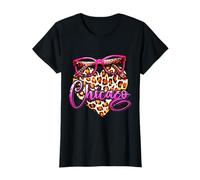 Chicago Leopard Heart Pink Sunglasses Stylish Women Fashion T-Shirt