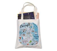 Chicago Lover Tote Bag US City Travel Reusable Shopping Bag Graduation Christmas Trip Gift for Her (Chicago)