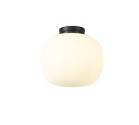 Chicago Medium Flush Ceiling Light - Matt Black with Frosted Glass