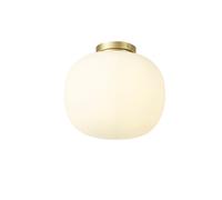 Chicago Medium Flush Ceiling Light - Satin Gold with Frosted Glass