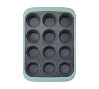 Chicago Metallic 12-Cup Silicone Muffin Pan, Nonstick Bakeware with Wire-Reinforced Rim, BPA-Free Food-Grade Silicone, Oven Safe to 428°F, Dishwasher Safe, Easy Cupcake Release