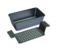 Chicago Metallic 2-Piece Healthy Meatloaf Pan with Draining Insert Professional Grade Non-Stick Carbon Steel Baking Pan with Lift and Serve Feature, 12.2 inch, Grey