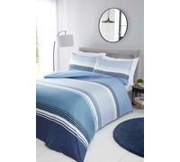 Rapport Home Chicago Blue Striped Kingize Microfibre Duvet Cover Set Non Iron 180 TC Bedding