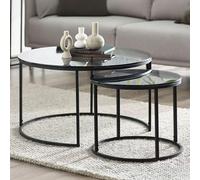 Chicago Nest of Coffee Tables - Round - Smoked Glass