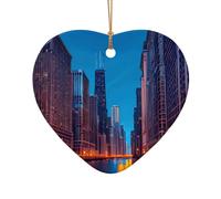 Chicago Night Christmas Ornament, Christmas Tree Decorations, Holiday Decor And Xmas Gifts Ideas