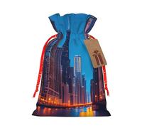 Chicago Night Linen Drawstring Gift Bag Xmas Party Candy Bag Reusable Storage Pouches