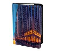 Chicago Night print Leather Card Case Travel Accessories Passport Holder Cover Wallet for Women Men, Black, One Size